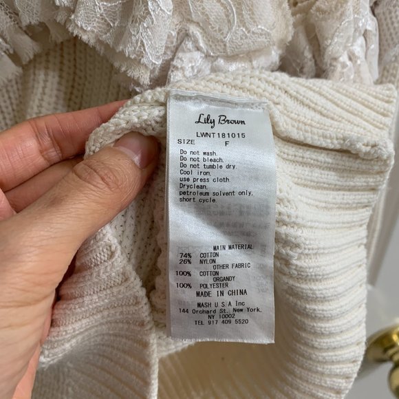 Lily Brown Frame Ruffle Sweater, White - Picture 4 of 5